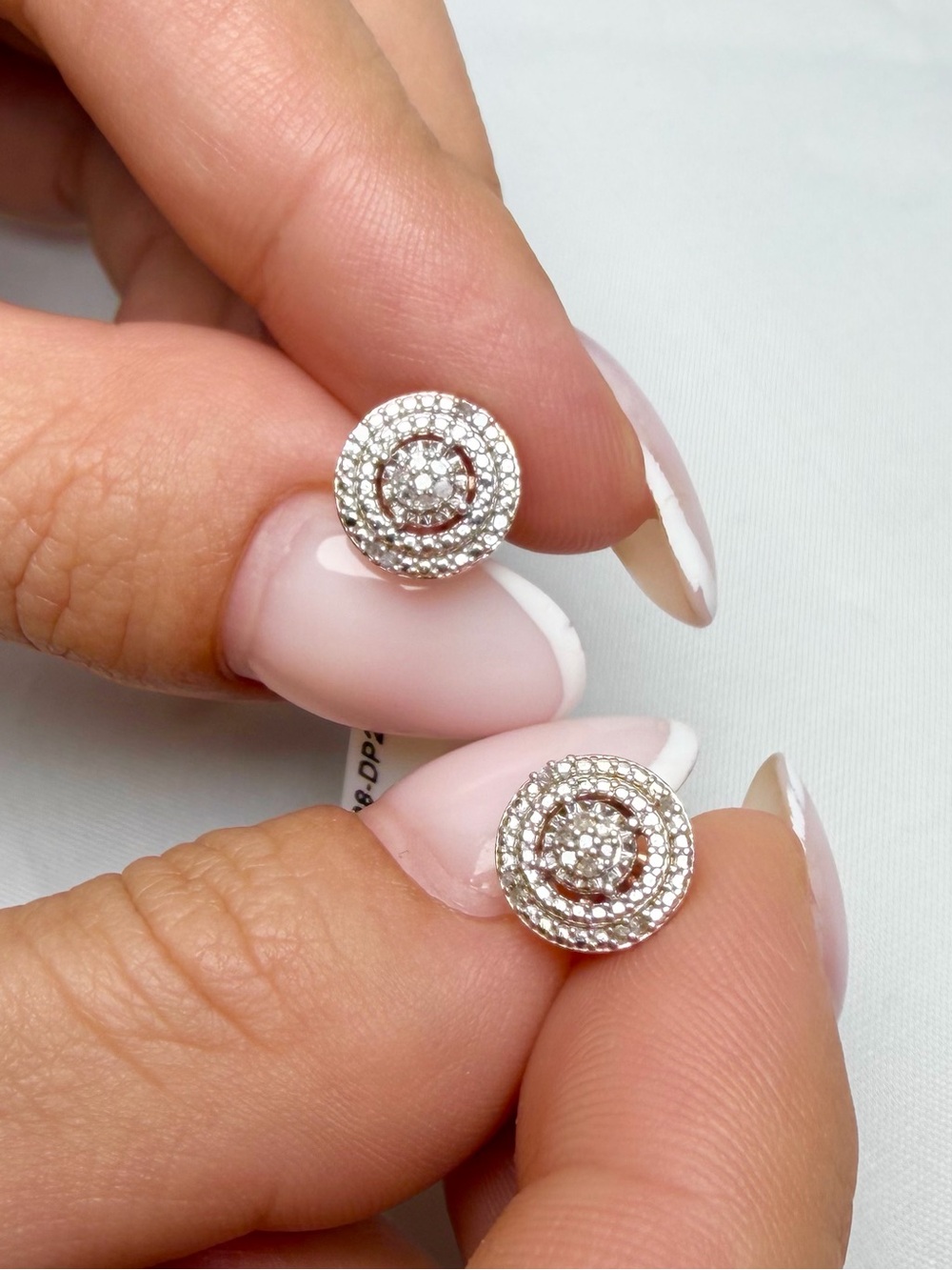 Natural Diamond Halo Stud Earrings 10mm Rose Gold Over Sterling Silver 925